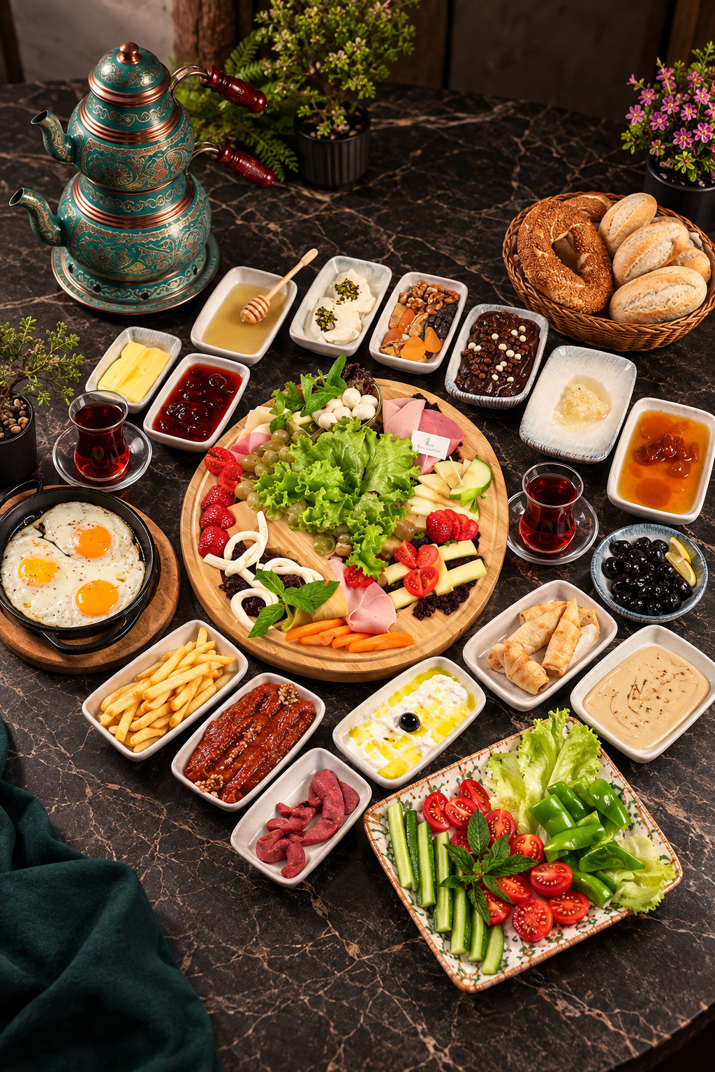 Feyruze’de serpme kahvaltı sofrası