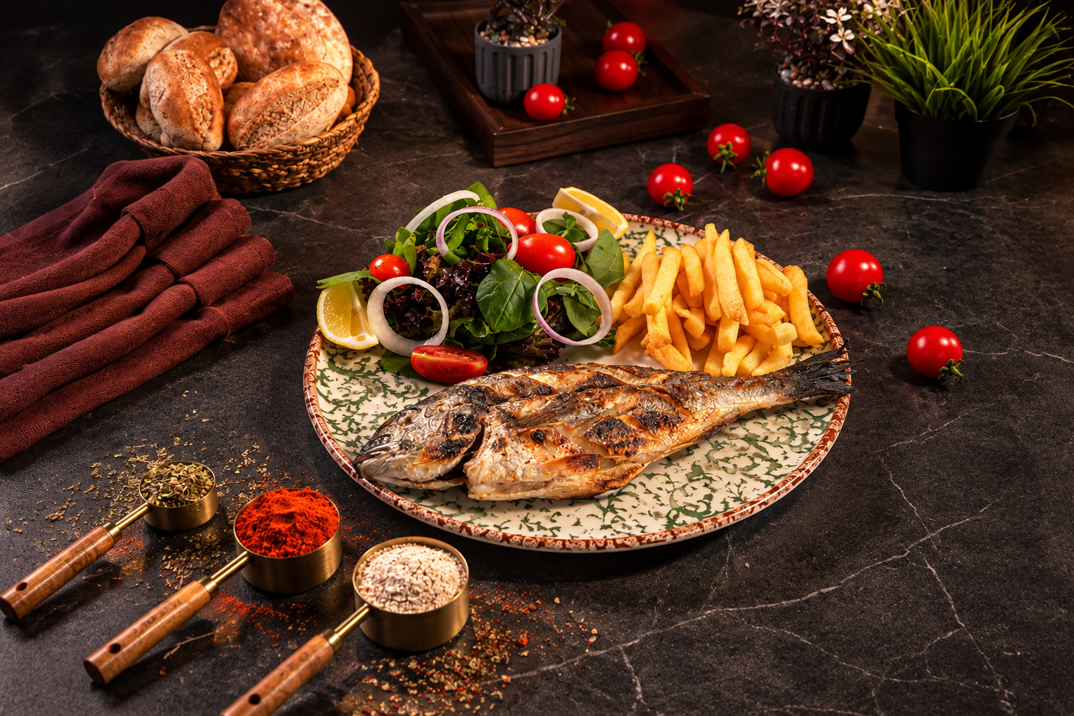Feyruze’de ızgara balık sofrası